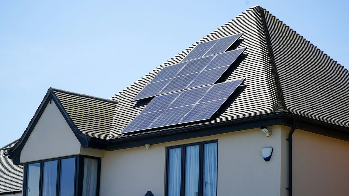 Family home with solar panels installed on the roof